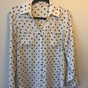 Express Portofino Polka Dot Button Down Shirt